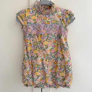 Trotters London Floral Elysian Day-print Smocked cotton romper